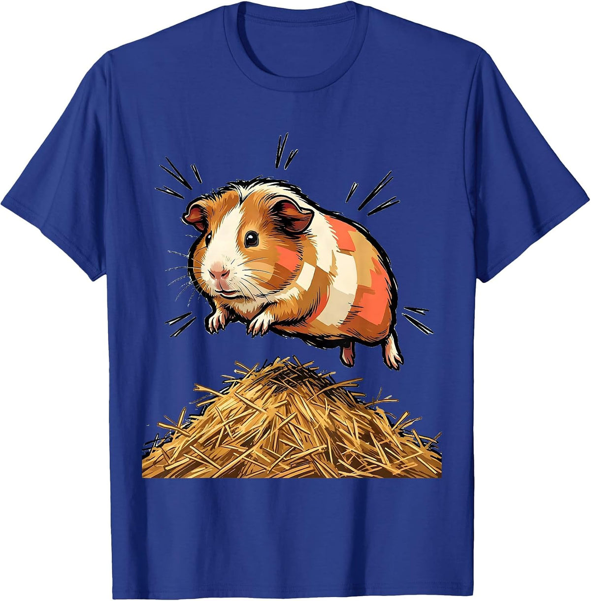 Rounded Guinea Pig Joy Marker Outline Farm Animal Lover Gift T-Shirt - Royal Blue