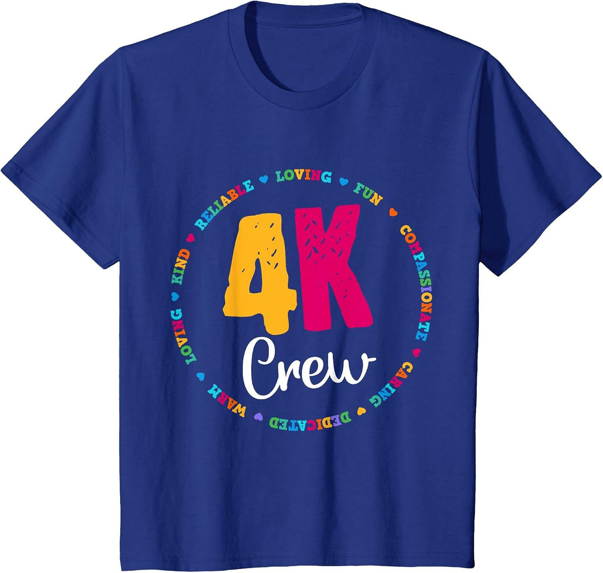 4K Crew Squad Team Teacher Kindergarten Kinder Elementary T-Shirt - Royal Blue