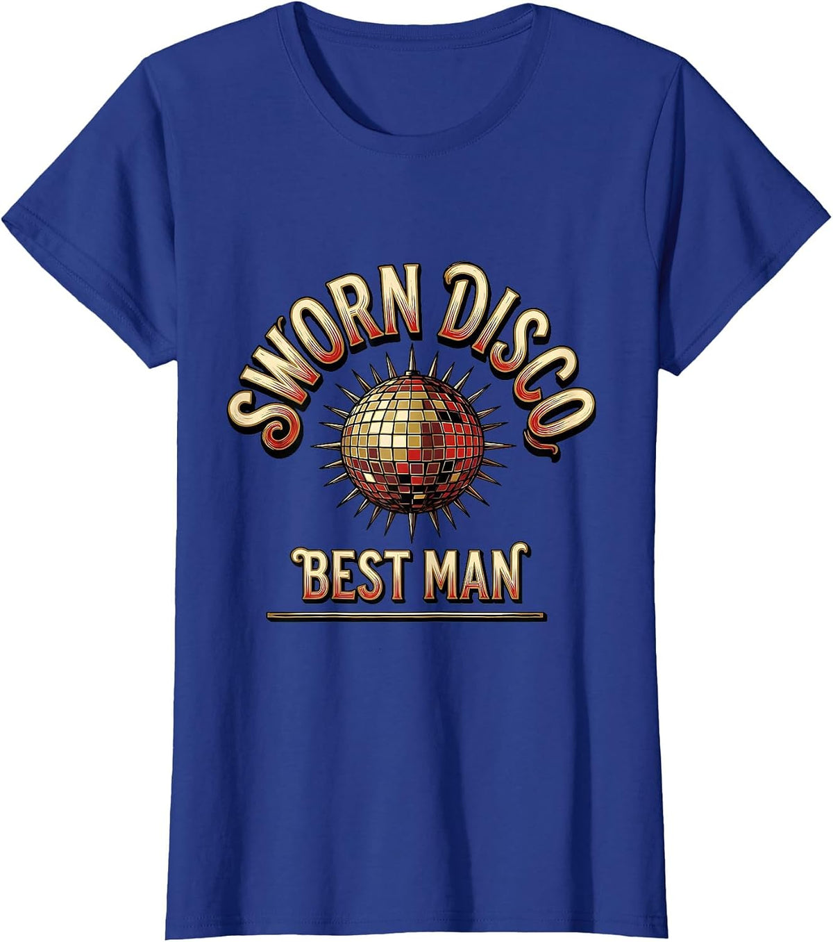 Women's Sworn Disco Best Man Retro 70s Disco Party Costume T-Shirt - Royal Blue