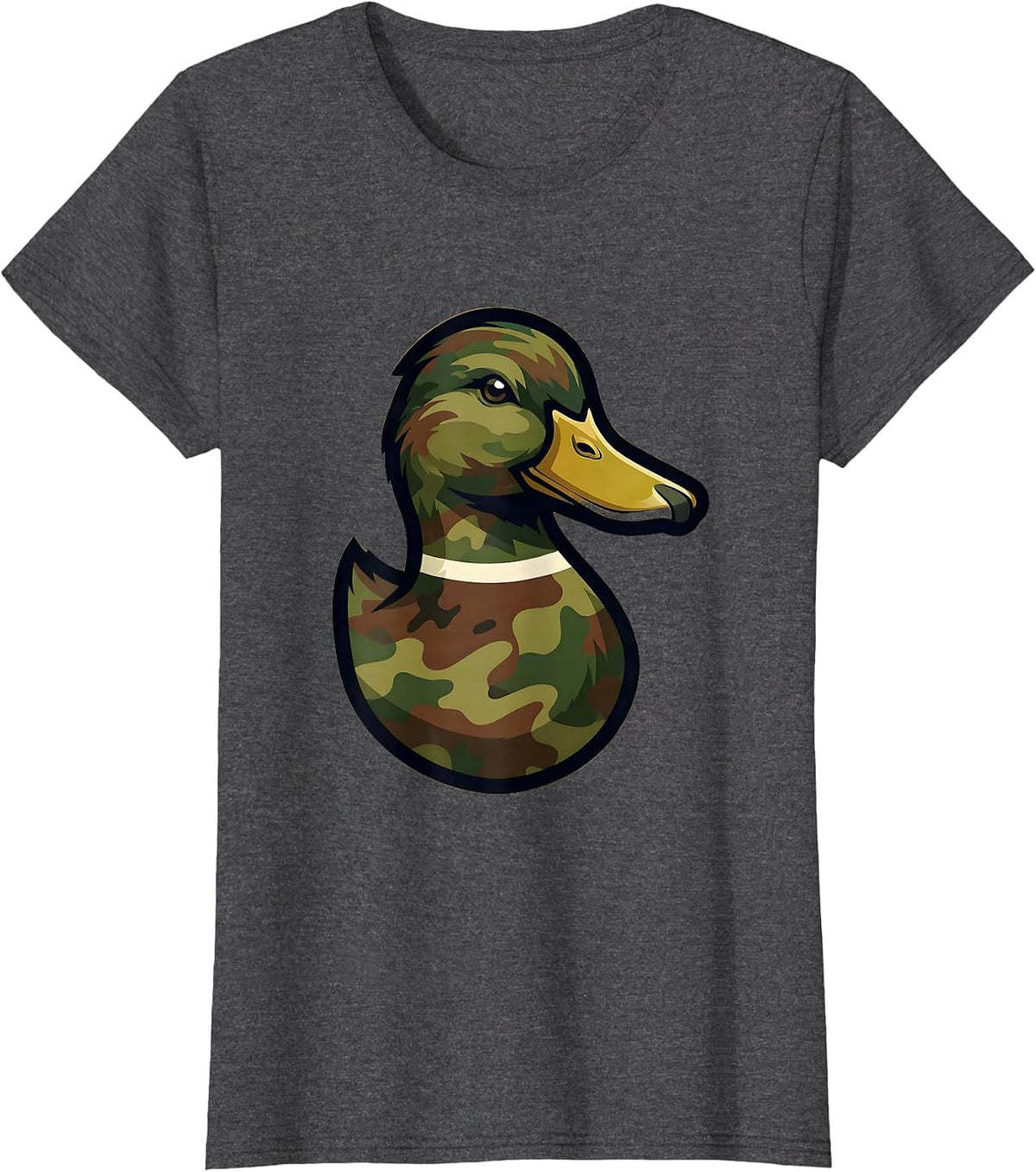 Women's Duck Camo Silhouette Graphic Tee T-Shirt - Dark Heather Grey