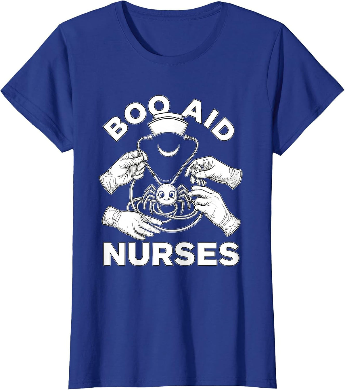 Women's Boo Aid Nurses Funny Halloween Nurse Crew T-Shirt - Royal Blue