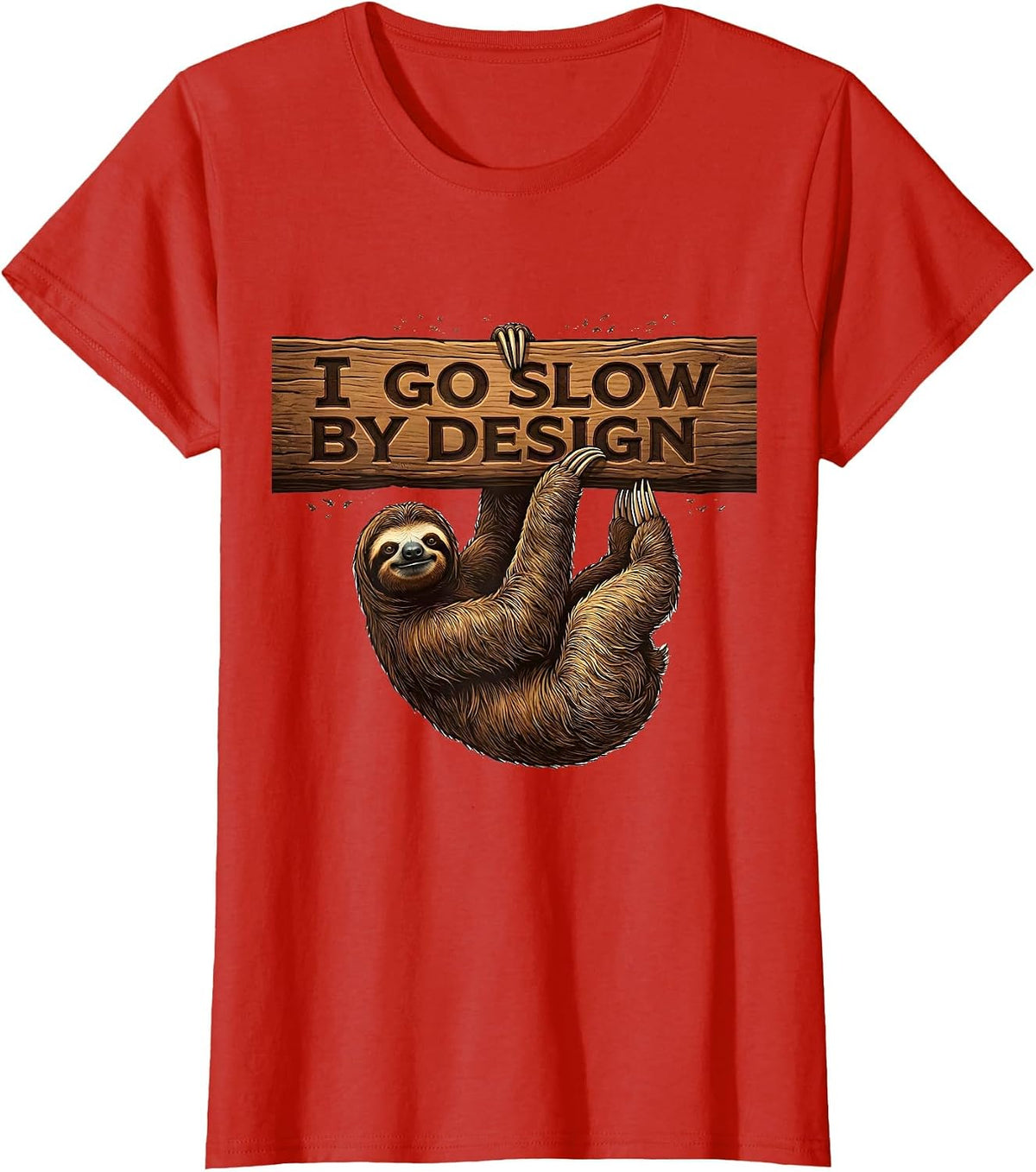 I Go Slow By Design Vintage Funny Sloth Lover Humor Gift T-Shirt - Red