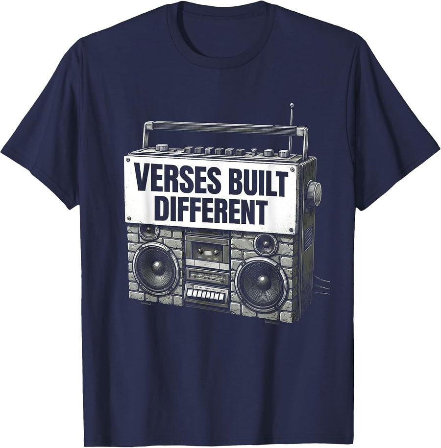 Verses Built Different Hip Hop Graphic Design T-Shirt - Navy Blue