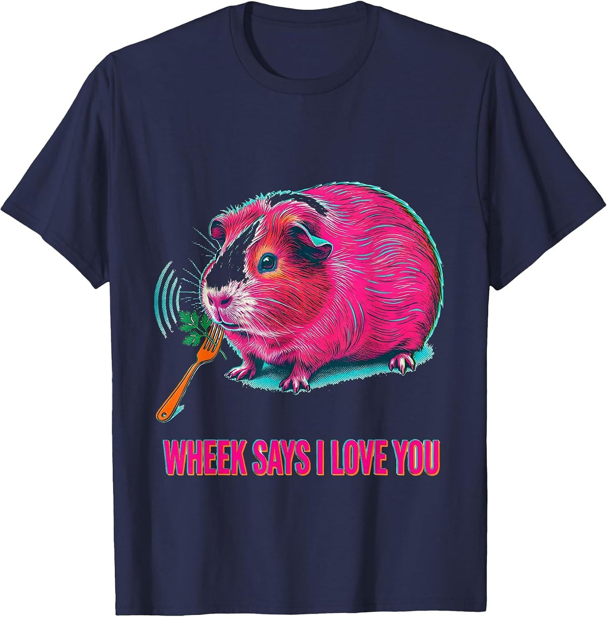 Men's Wheek Says I Love You Funny Guinea Pig Lover Pet Pig Owner T-Shirt - Navy Blue