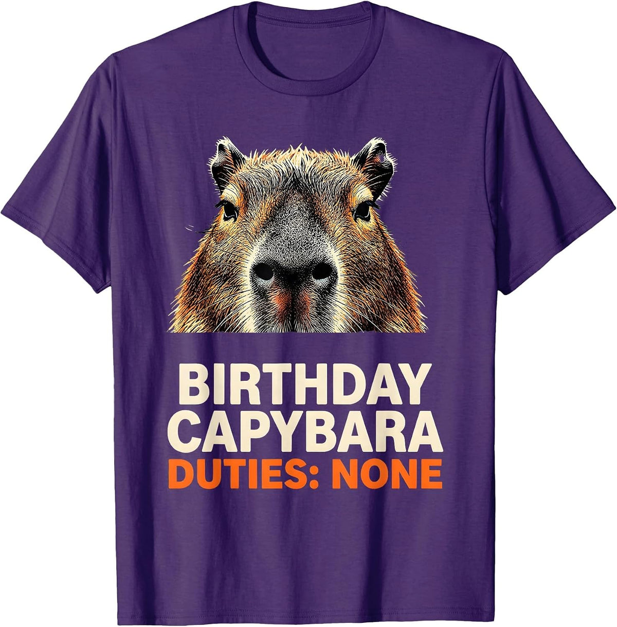 Men's Birthday Capybara Duties None Funny Animal Lover Humor T-Shirt - Purple