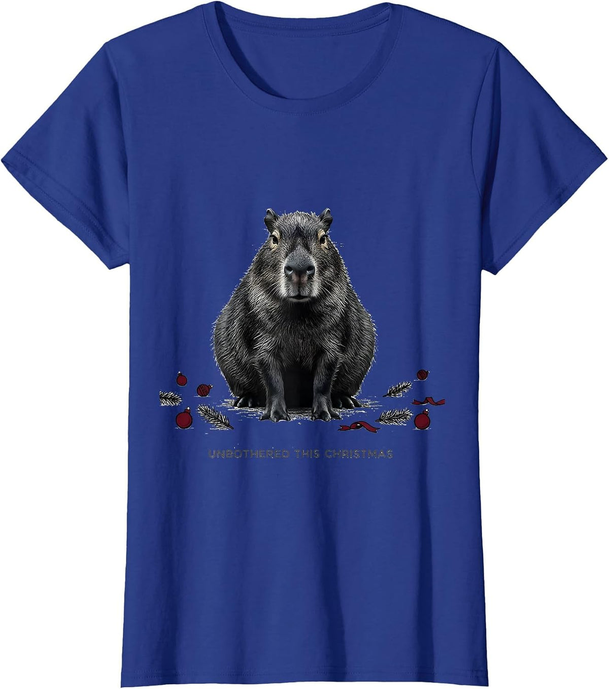 Women's Unbothered This Christmas Editorial Conceptual Capybara T-Shirt - Royal Blue