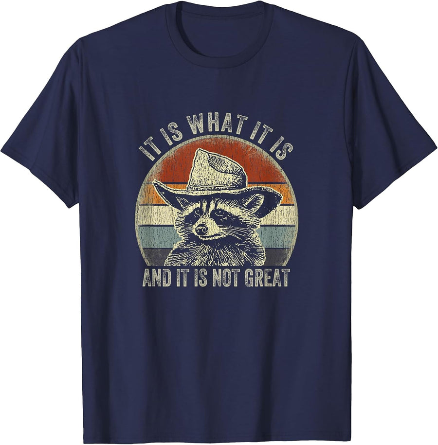 It is What It is and It is Not Great Raccoon Trash Panda T-Shirt - Navy Blue