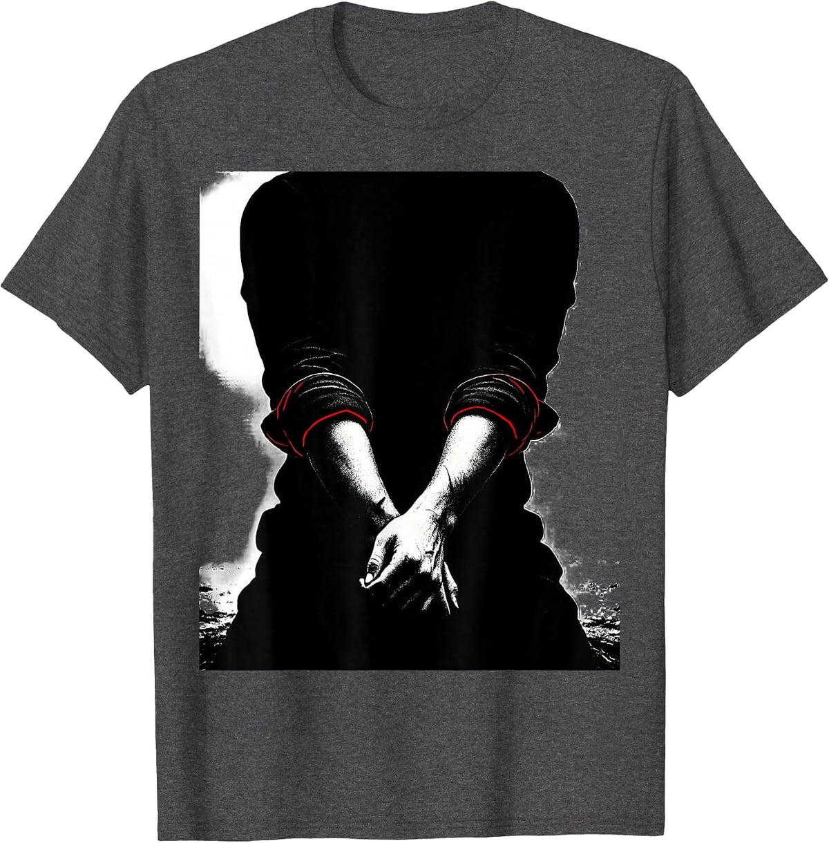 Crossed Forearms Silhouette Labor Day Patriotic Union Pride T-Shirt - Dark Heather Grey