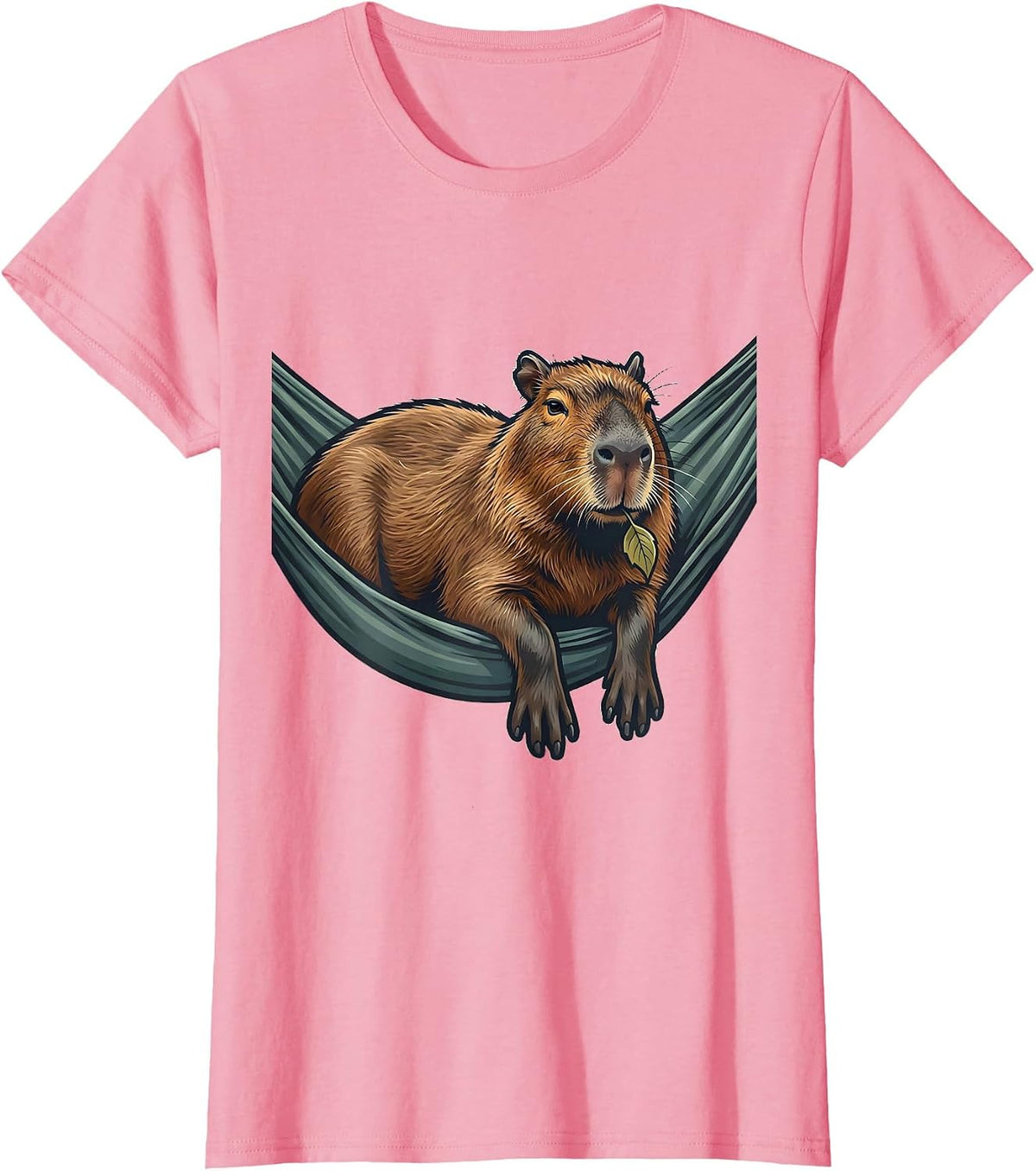 Women's Capybara Hammock Cute Animal Lover Funny Meme T-Shirt - Pink