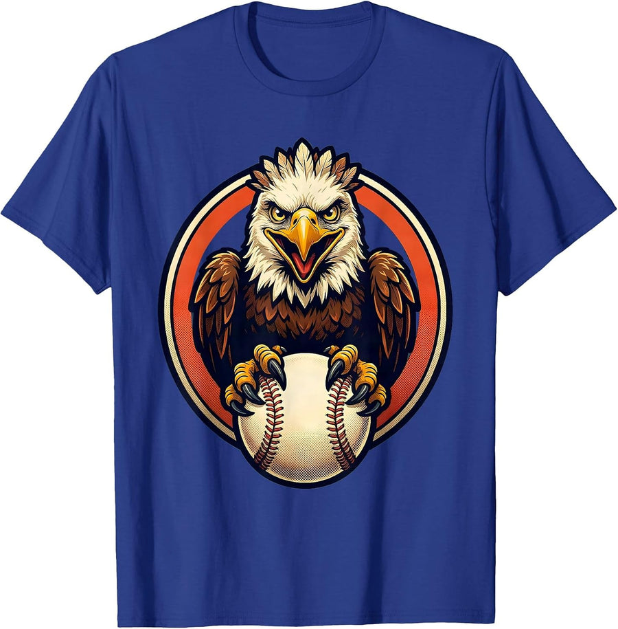 Eagle Clutching Baseball Graphic Tee T-Shirt - Royal Blue