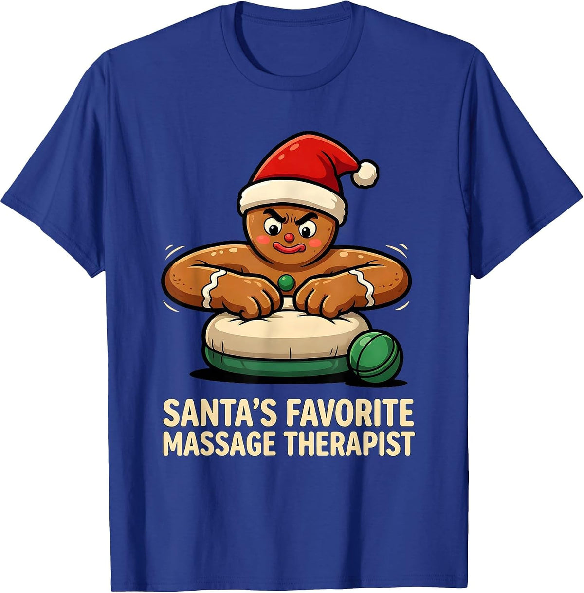 Santa's Favorite Massage Therapist Funny Physical Therapy T-Shirt - Royal Blue