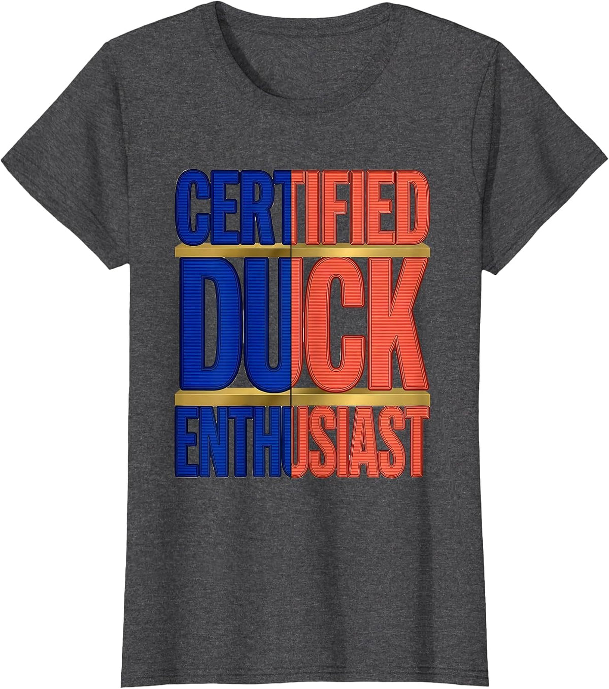 Women's Certified Duck Enthusiast Funny Duck Lover Design T-Shirt - Dark Heather Grey