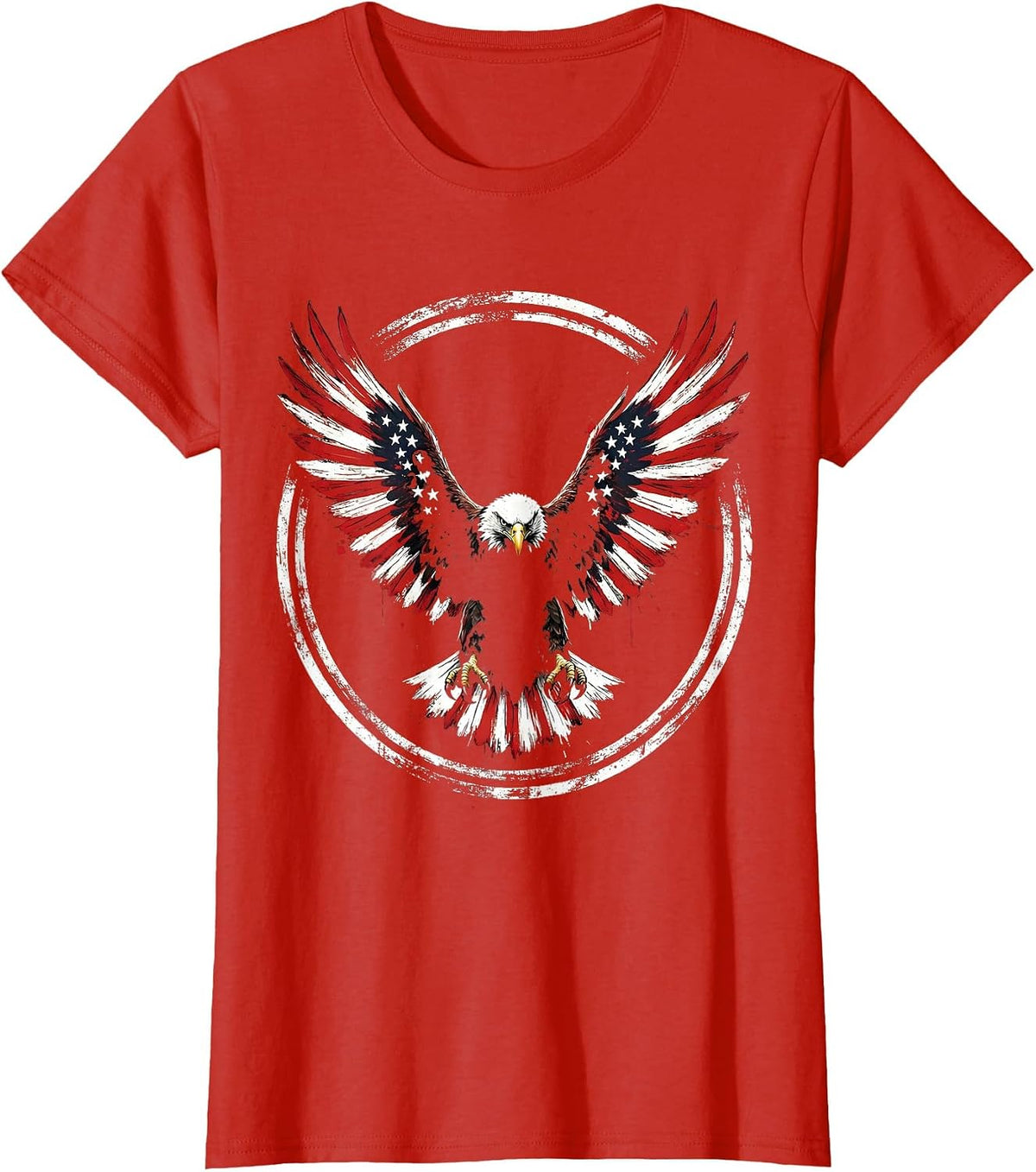 Eagle Soaring American Flag Wings Patriotic Design T-Shirt - Red