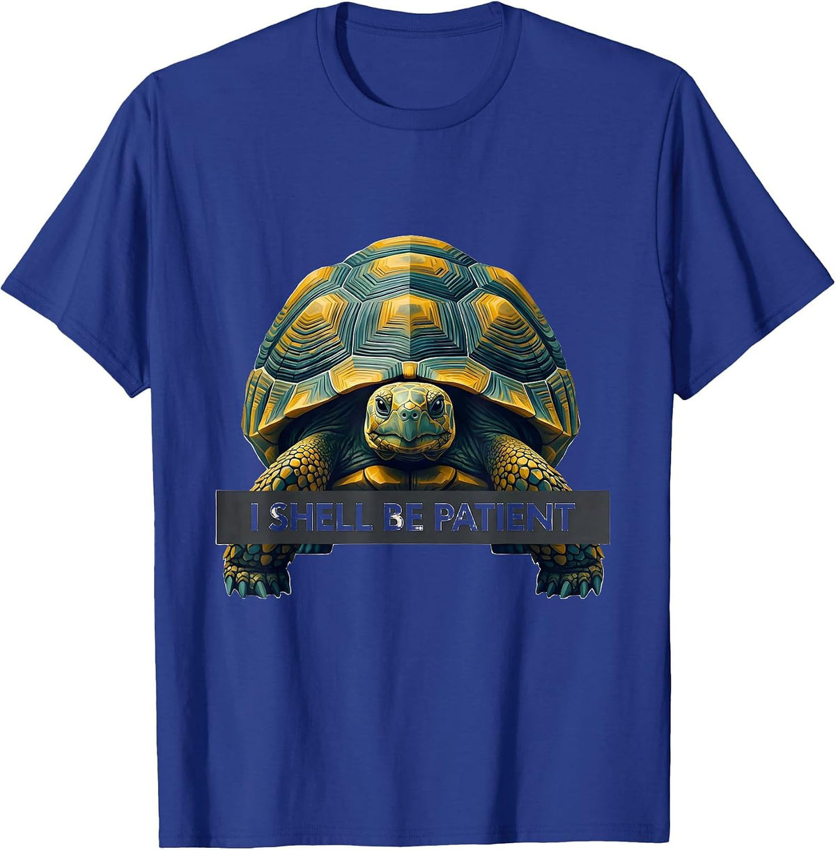 Men's I Shell Be Patient Midcentury Modern Turtle Lover Gift T-Shirt - Royal Blue