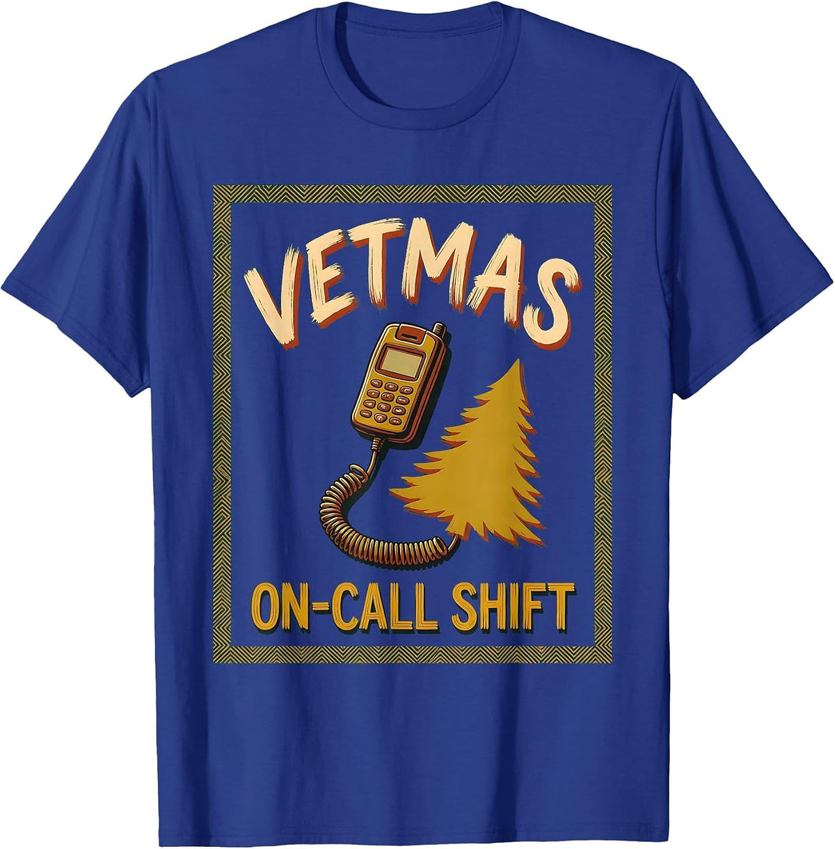 Men's Vetmas On-Call Shift Funny Veterinarian Christmas Vet Tech T-Shirt - Royal Blue