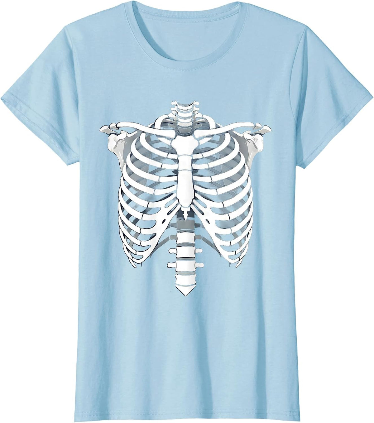Glowing X-Ray Ribcage Radiology Art Design T-Shirt - Baby Blue