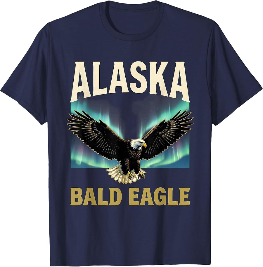 Alaska Bald Eagle Vintage State Pride Travel Souvenir T-Shirt - Navy Blue