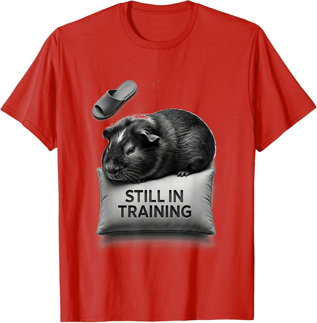 Men's Still In Training Funny Sleepy Guinea Pig Pajama Pet Lover T-Shirt - Red