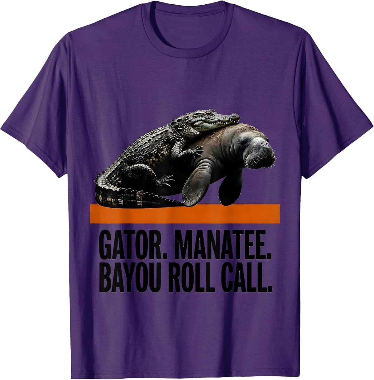 Men's Gator Manatee Bayou Roll Call Brutalist Graphic Gulf Coast T-Shirt - Purple