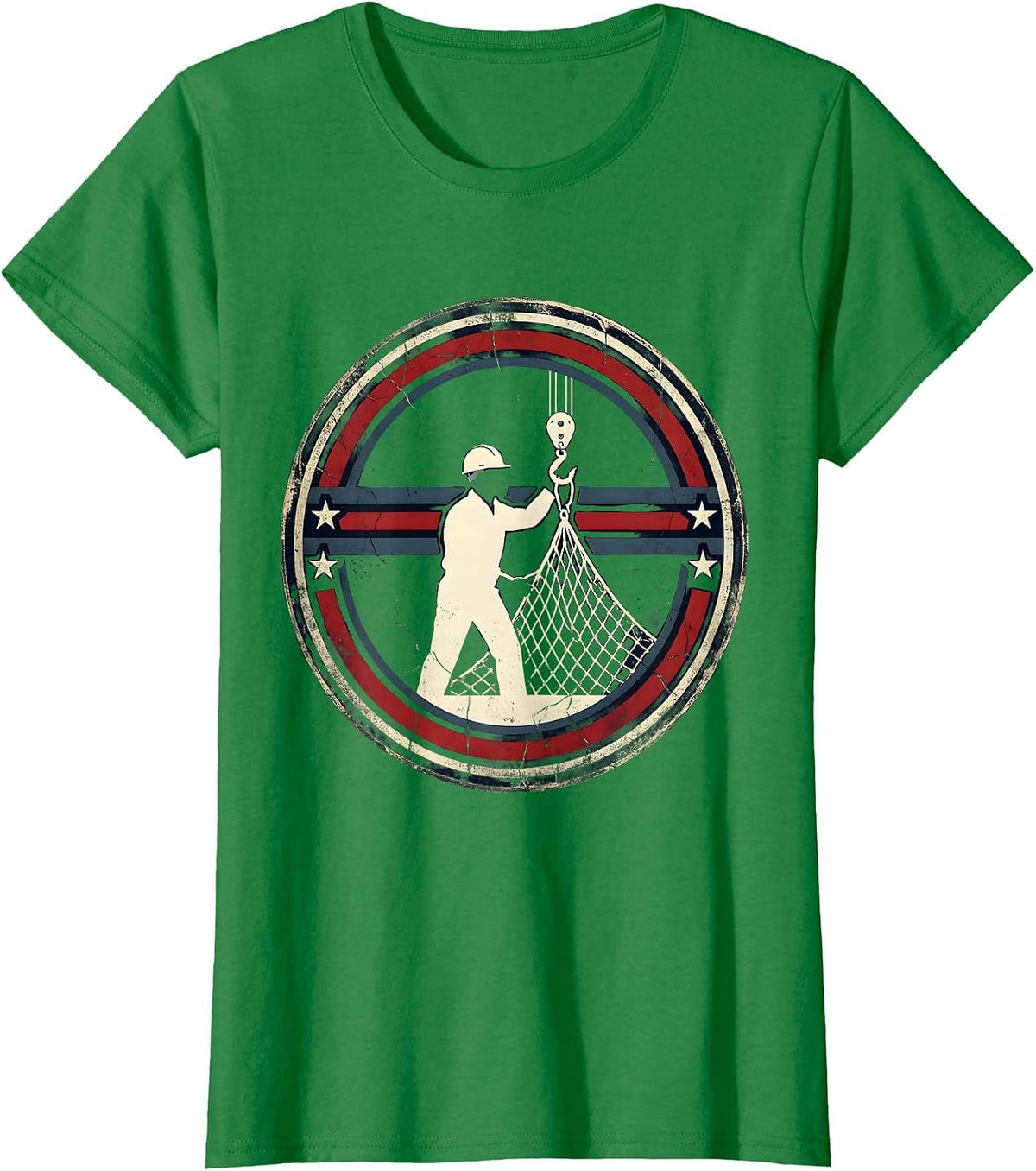 Labor Day Dock Worker Cargo Crane Graphic T-Shirt - Kelly Green