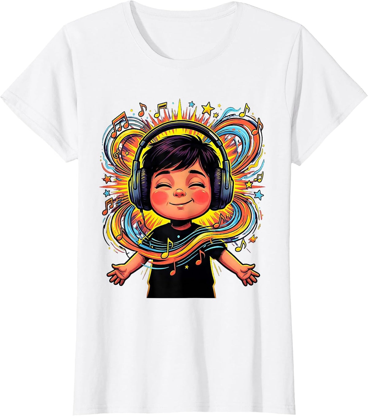 Women's Special Education Music Child Headphones Art T-Shirt - White