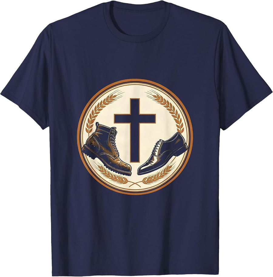 We The People Work Boots and Dress Shoes Graphic T-Shirt - Navy Blue