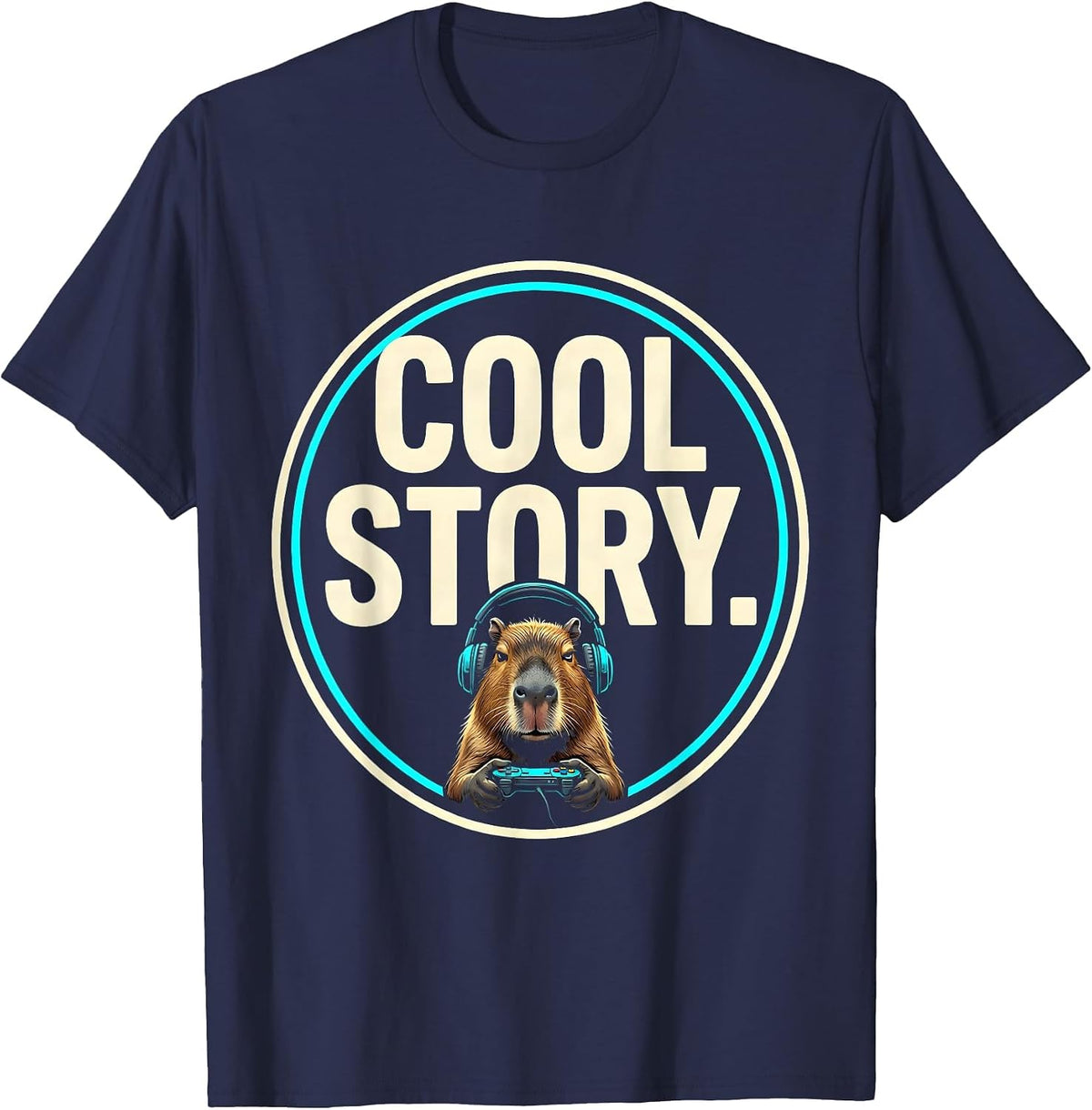 COOL STORY Funny Capybara Gamer Meme Humor T-Shirt - Navy Blue