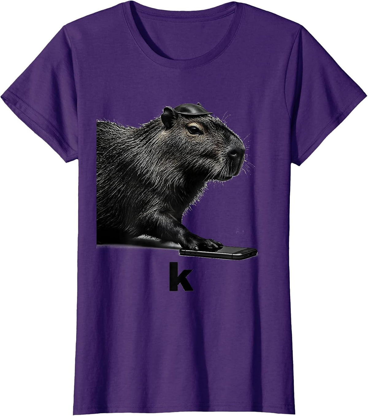 Women's k Funny Capybara Meme Animal Humor Internet Culture T-Shirt - Purple