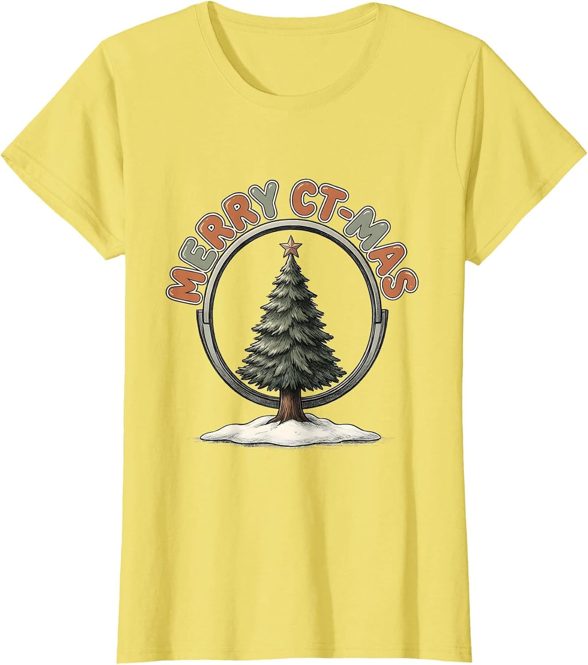 Women's Merry CT-mas Funny Radiology Tech Christmas CT Scan Humor T-Shirt - Lemon Yellow