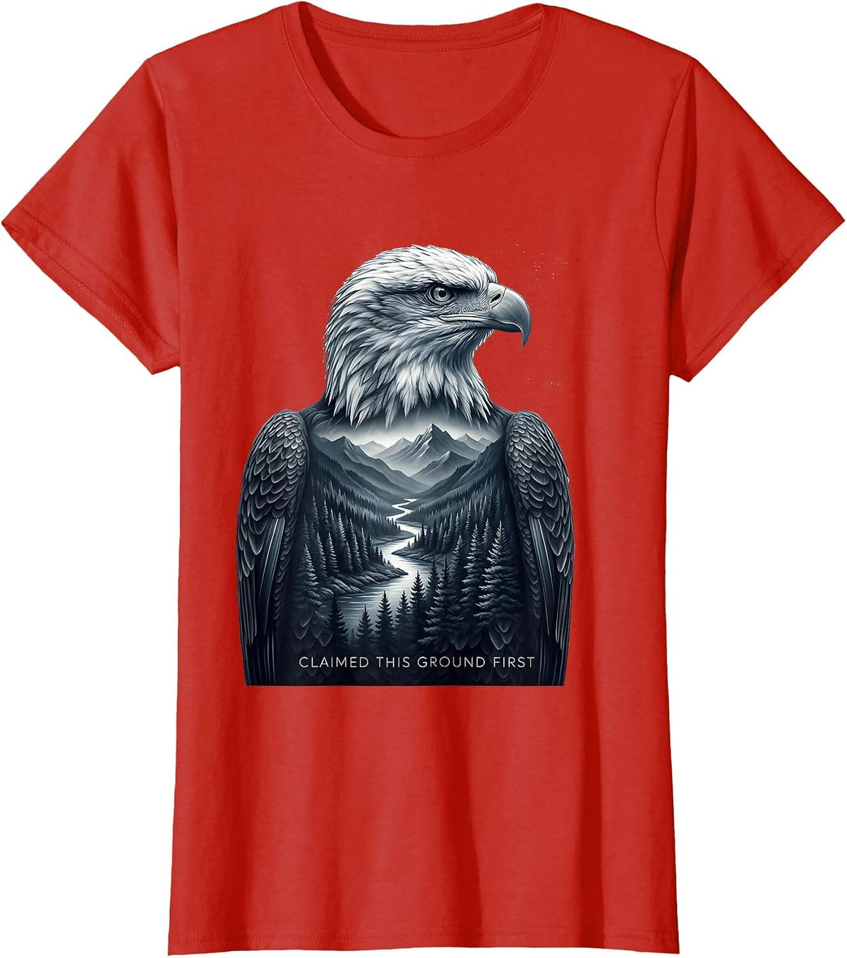 Claimed This Ground First Monochromatic Eagle Wildlife T-Shirt - Red