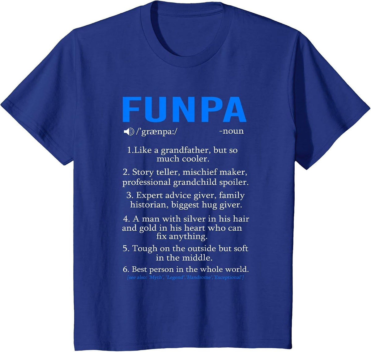 Funpa Definition Shirt Grandpa Fathers Day T-Shirt - Royal Blue