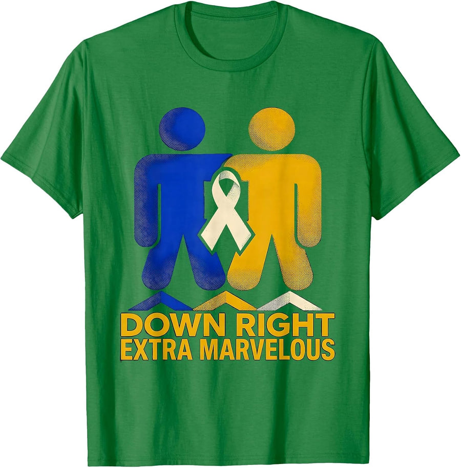 Men's Down Right Extra Marvelous Midcentury Modern Down Syndrome T-Shirt - Kelly Green