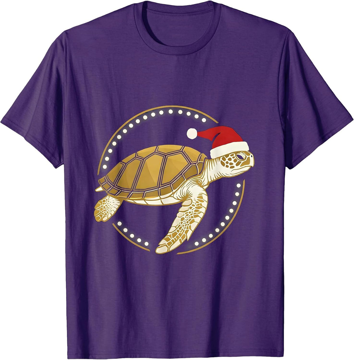 Men's Sea Turtle Santa Hat Sign Painter Whimsical Holiday T-Shirt - Purple