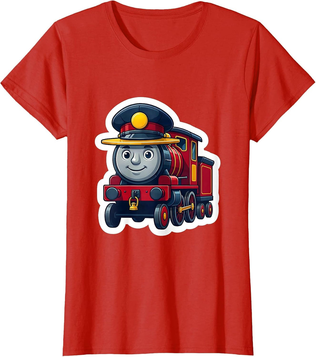 Toy Locomotive Engineer Cap Toddler Train Birthday T-Shirt - Red