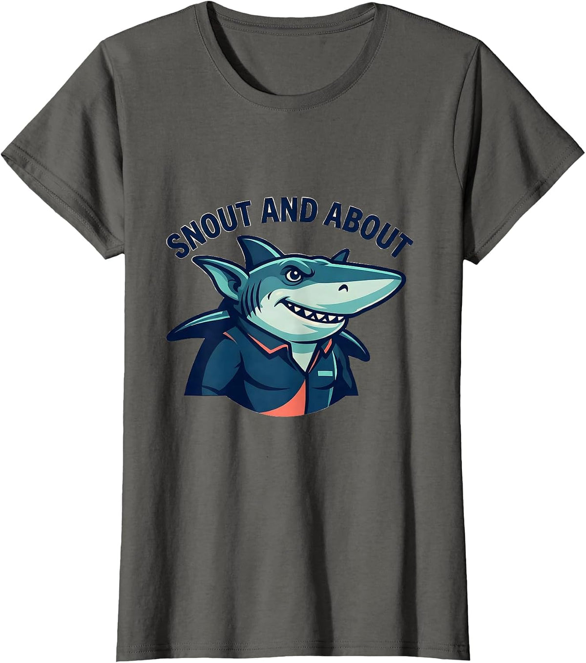 Women's Snout And About Funny Goblin Shark Mascot Ocean Wildlife T-Shirt - Asphalt Grey