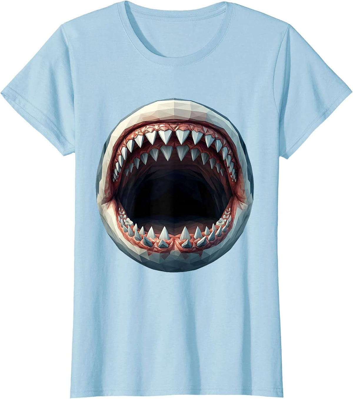 Shark Teeth Close-Up Detail Graphic T-Shirt - Baby Blue