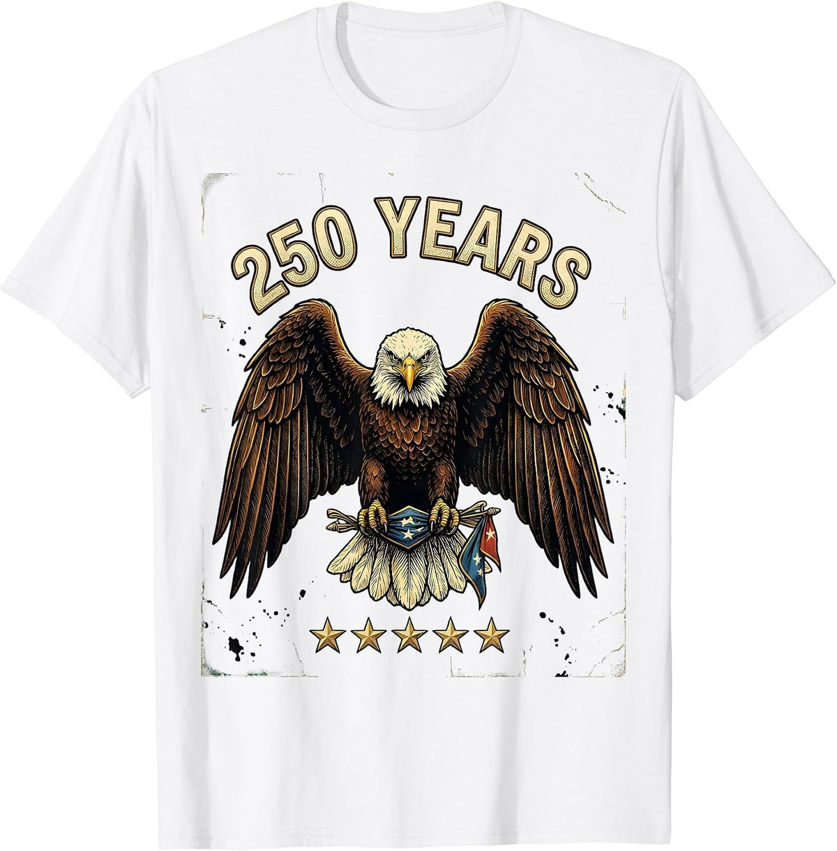 Men's 250 YEARS Vintage Patriotic Eagle Flag 250th Anniversary T-Shirt - White