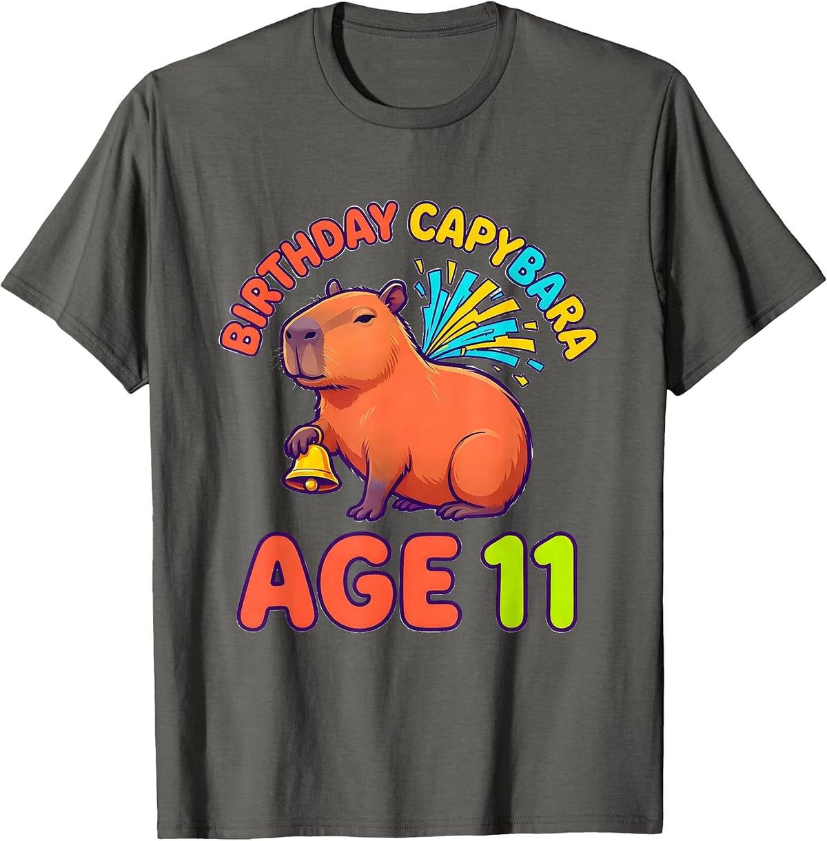 Men's Birthday Capybara Age 11 Funny Animal Lover Party T-Shirt - Asphalt Grey