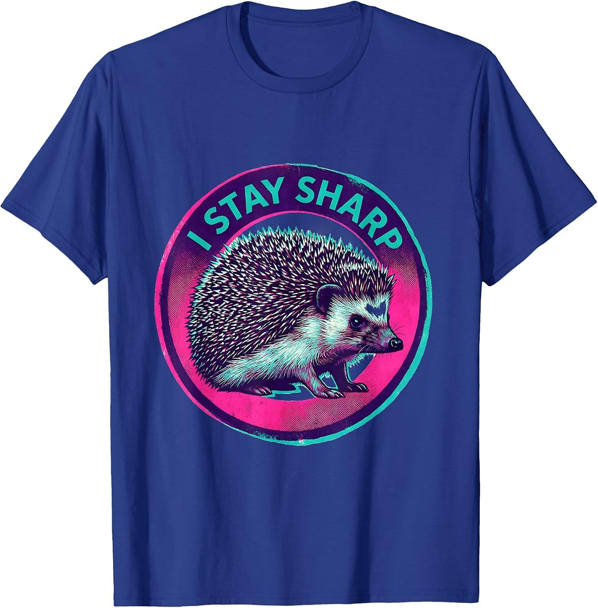 I Stay Sharp Risograph Hedgehog Animal Humor Gift for Kids T-Shirt - Royal Blue