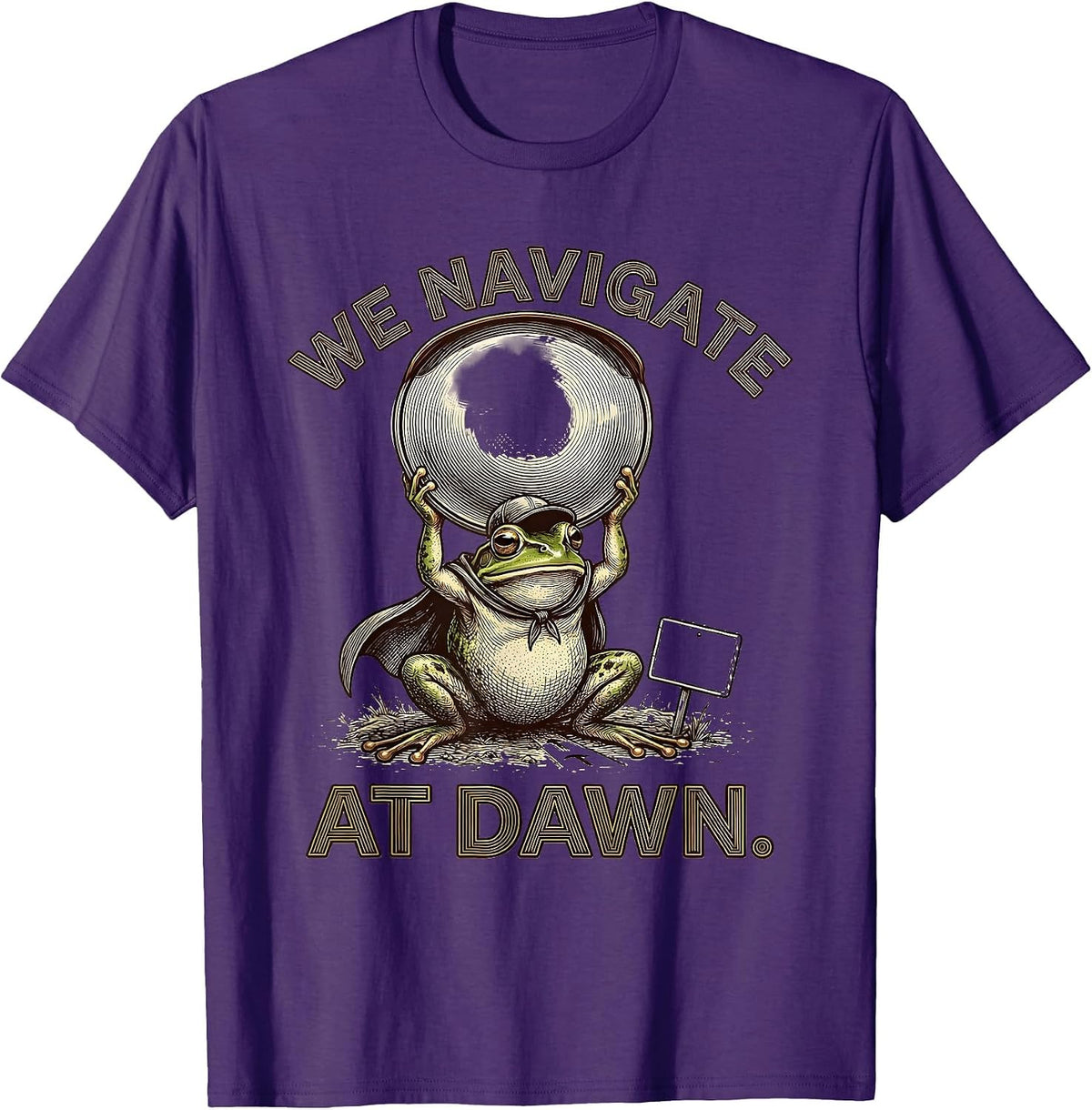 Men's We Navigate At Dawn Funny Frog Teacher Back to School T-Shirt - Purple