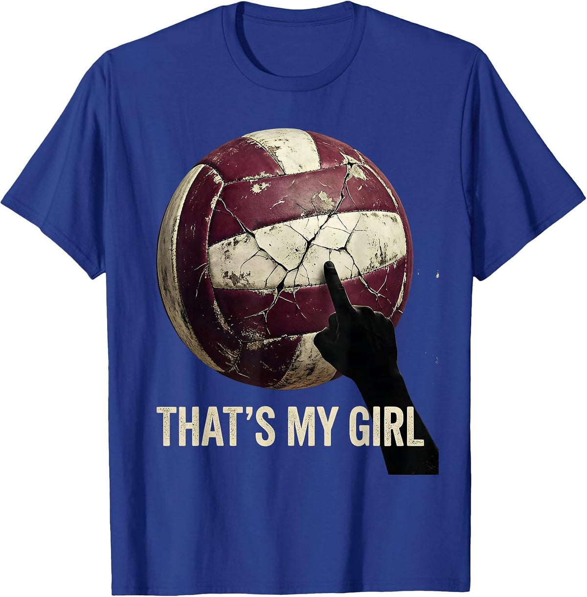 Men's That's My Girl Distressed Volleyball Mom Game Day Team T-Shirt - Royal Blue