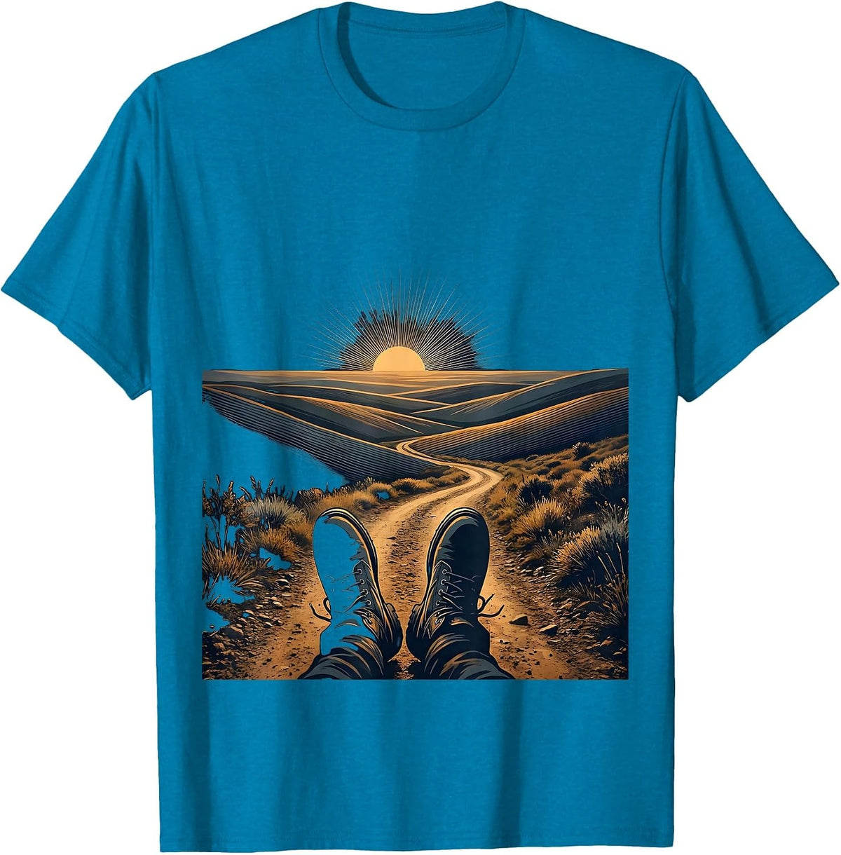 Worn Boots on a Path Suicide Awareness Design T-Shirt - Sapphire Blue