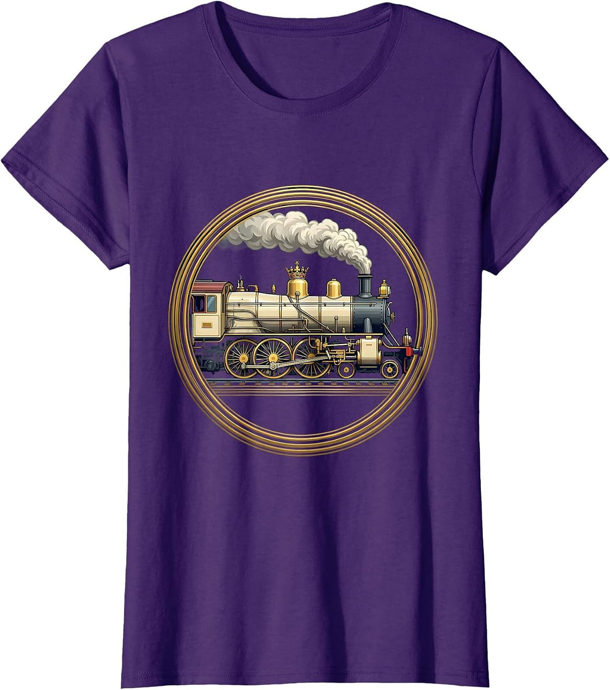 Women's Heraldic Big Boy 4014 Steam Locomotive Enthusiast Retro T-Shirt - Purple