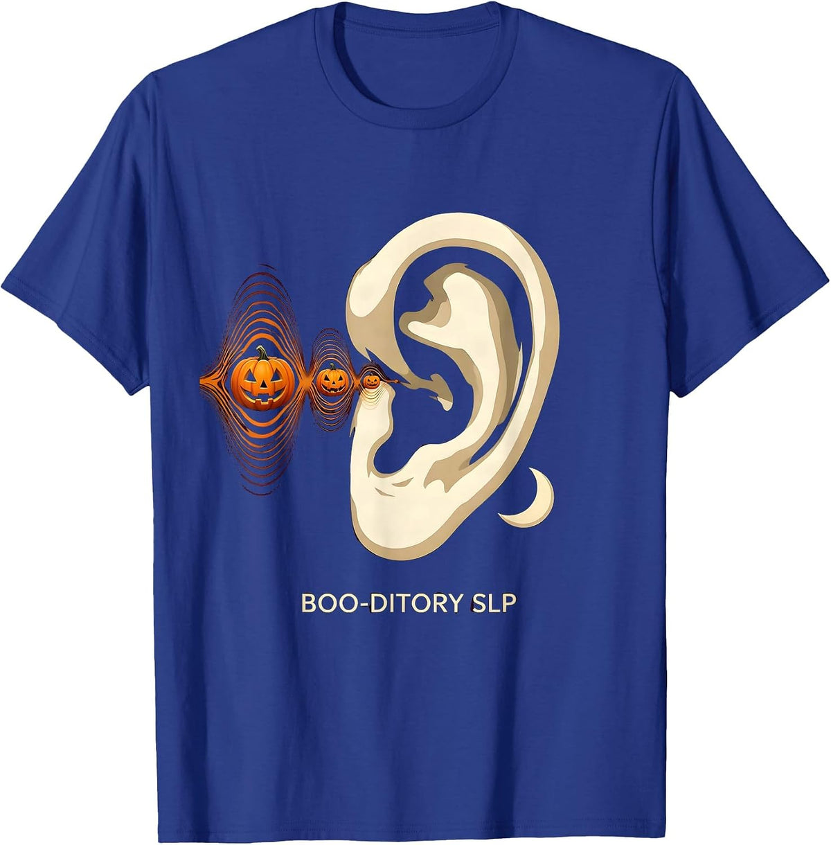 Boo-ditory SLP Funny Speech Therapy Halloween Therapist T-Shirt - Royal Blue