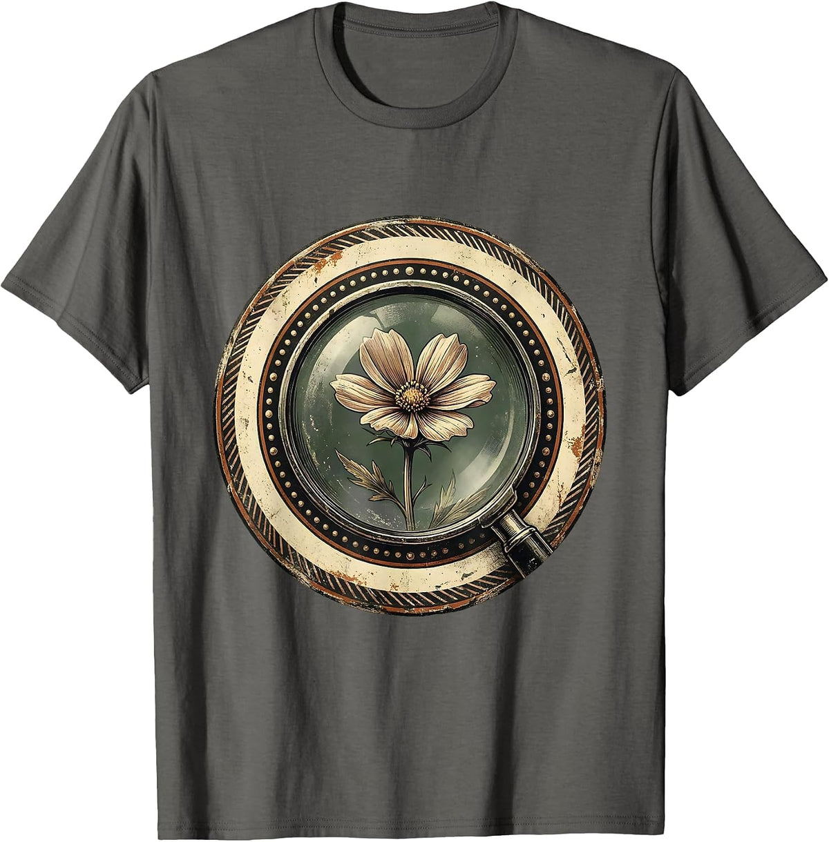 Men's Special Education Teacher Magnifying Glass Flower T-Shirt - Asphalt Grey