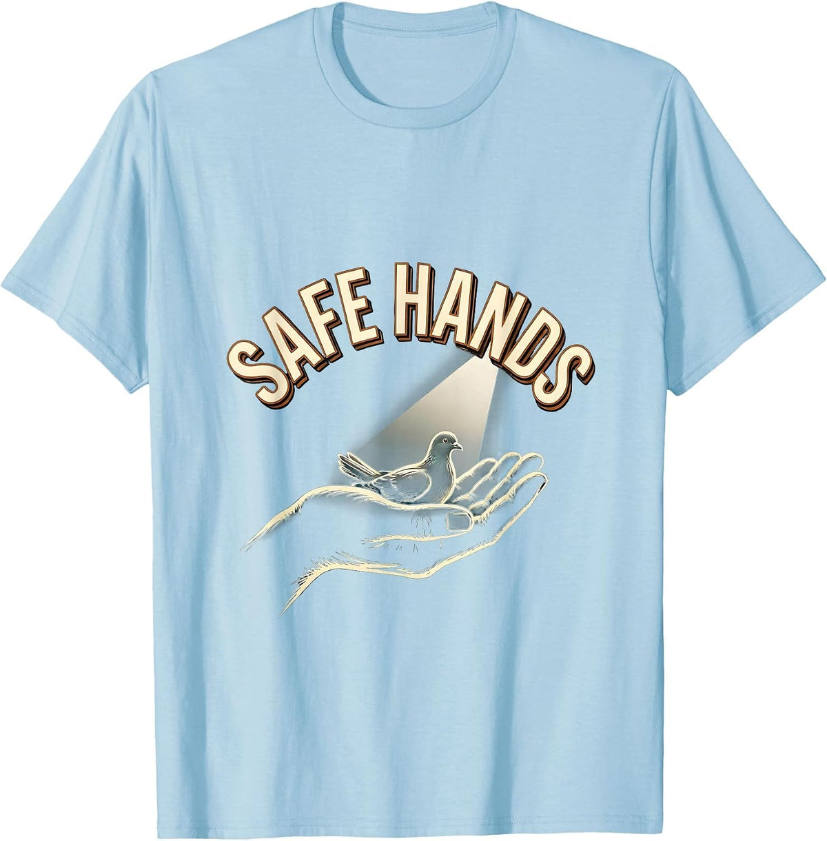 Men's Safe Hands Sign Painter Showcard Funny School Counselor Camp T-Shirt - Baby Blue