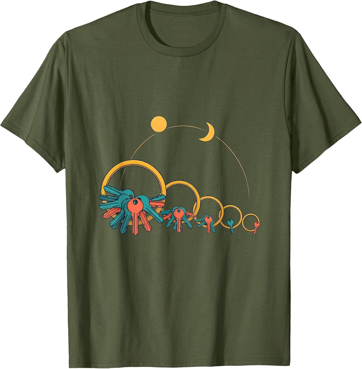 School Custodian Keys Funny Appreciation Crew T-Shirt - Olive Green