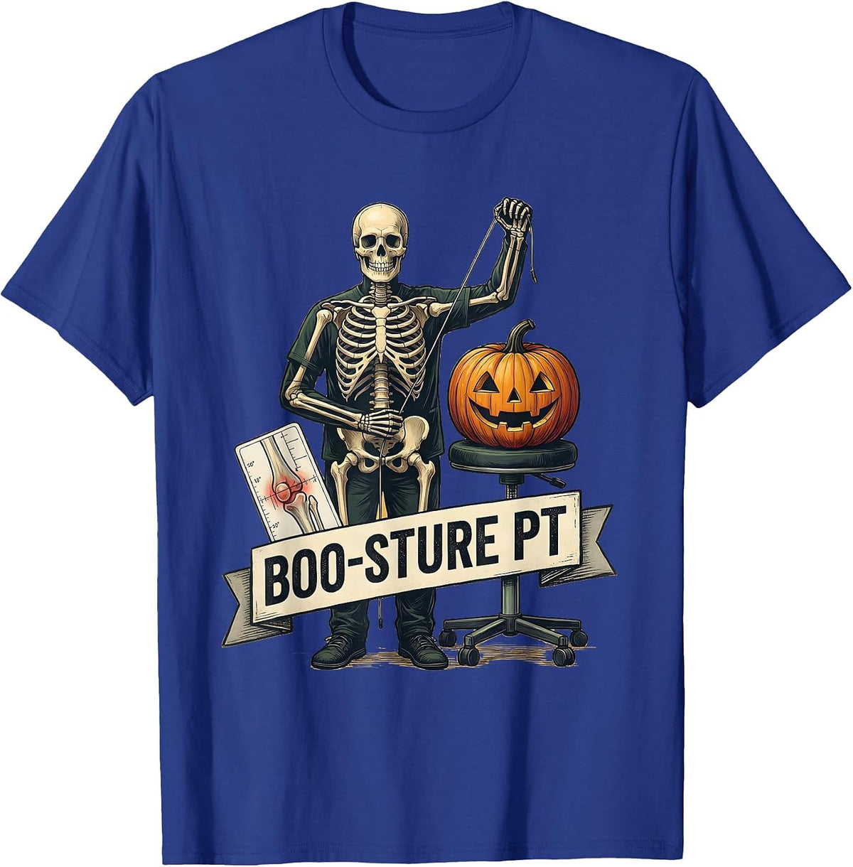 Men's Boo-sture PT Funny Physical Therapy Halloween Therapist T-Shirt - Royal Blue