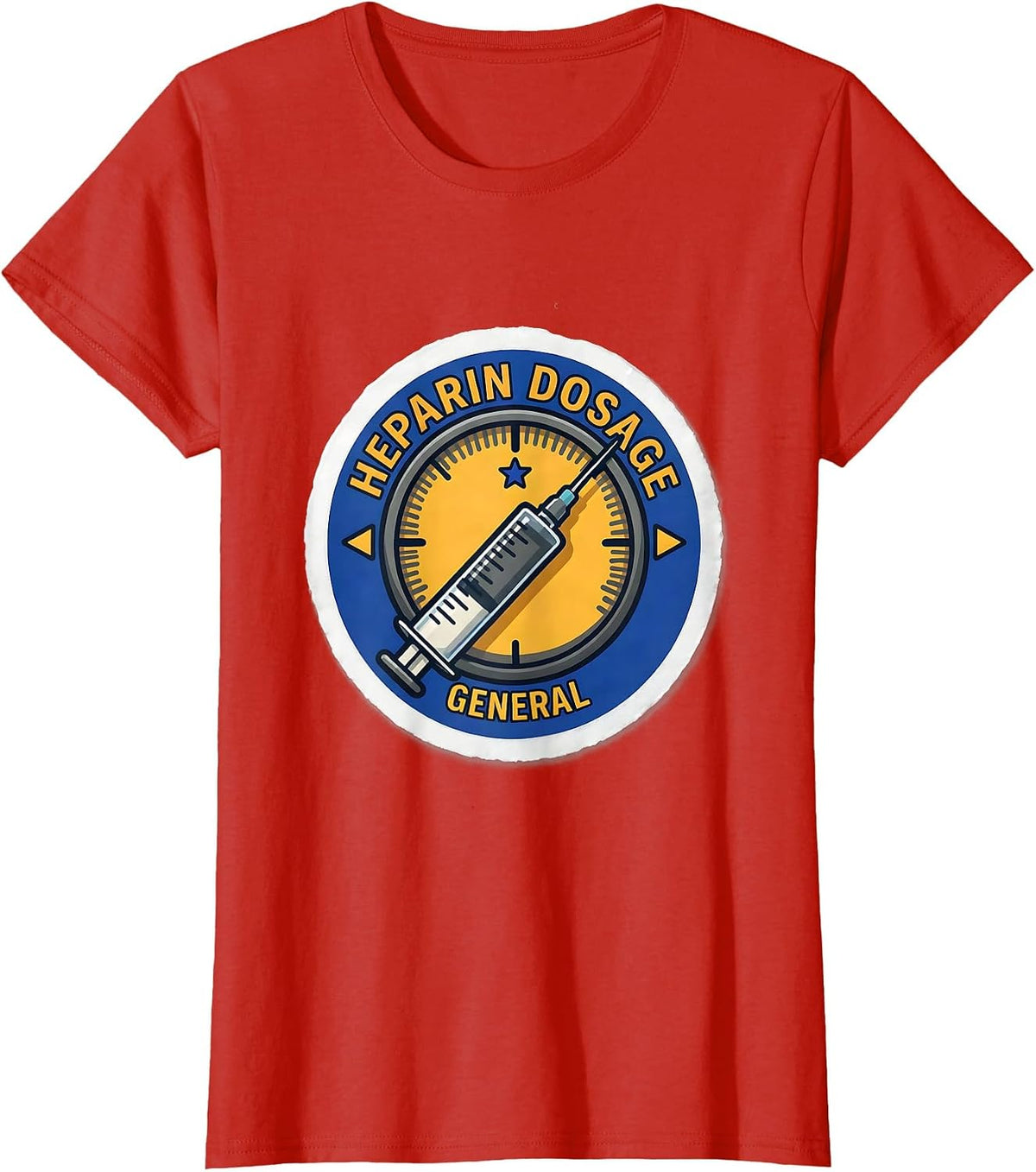 Heparin Dosage General Funny Dialysis Nurse Nephrology Crew T-Shirt - Red