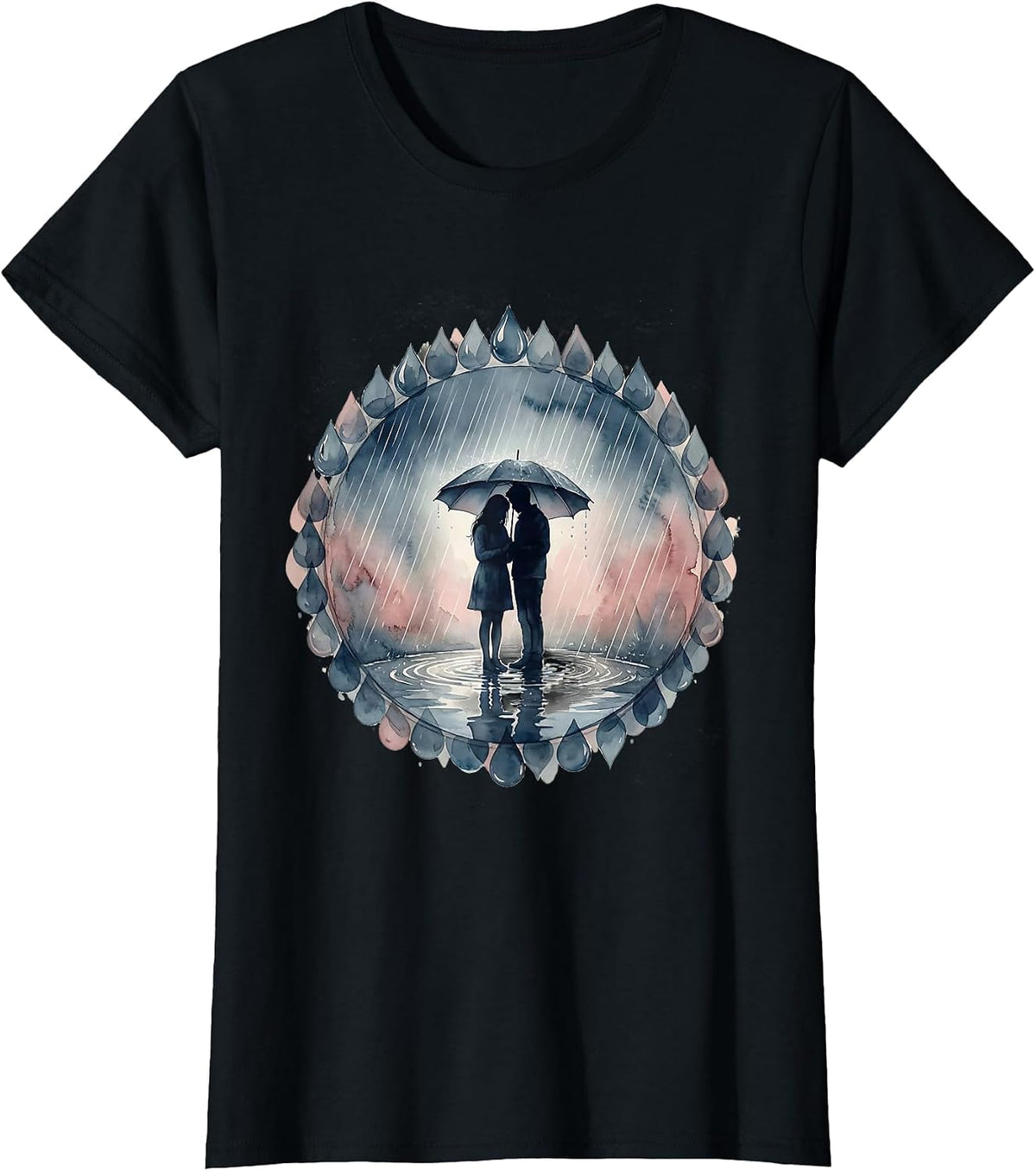 Women's Suicide Awareness Two People Sharing Umbrella T-Shirt - Black